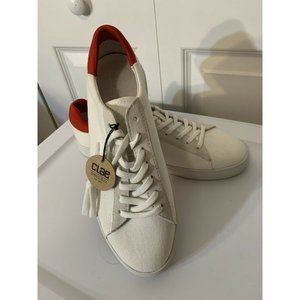 New‎ Clae Bradley Men Shoes Size 8.5 White Red Wing Canvas Brand New